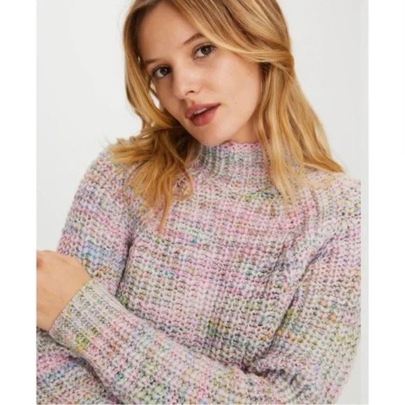 Aritzia Wilfred Free Retrograde Mockneck Pastel Rainbow Sweater Wool Blend XXS - Picture 2 of 10